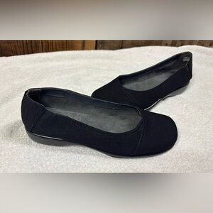 Womens Aerosole Richmond Stitch n Turn Black Ballet Flat Slip-On Loafers Sz 8.5M